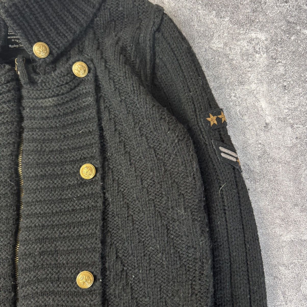 If Six Was Nine Napoleon Black Knitted Military Cardigan Gold Crest Buttons Size S / US 4 / IT 40 - 3 Thumbnail