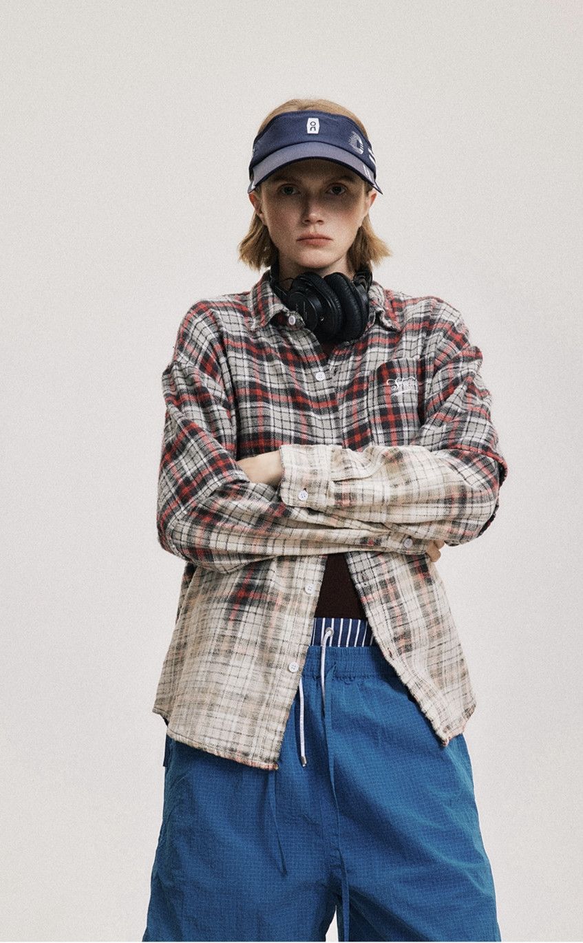 Japanese Brand × Vintage Gradient Dyed Plaid Long Sleeve Size US XL / EU 56 / 4 - 5 Thumbnail