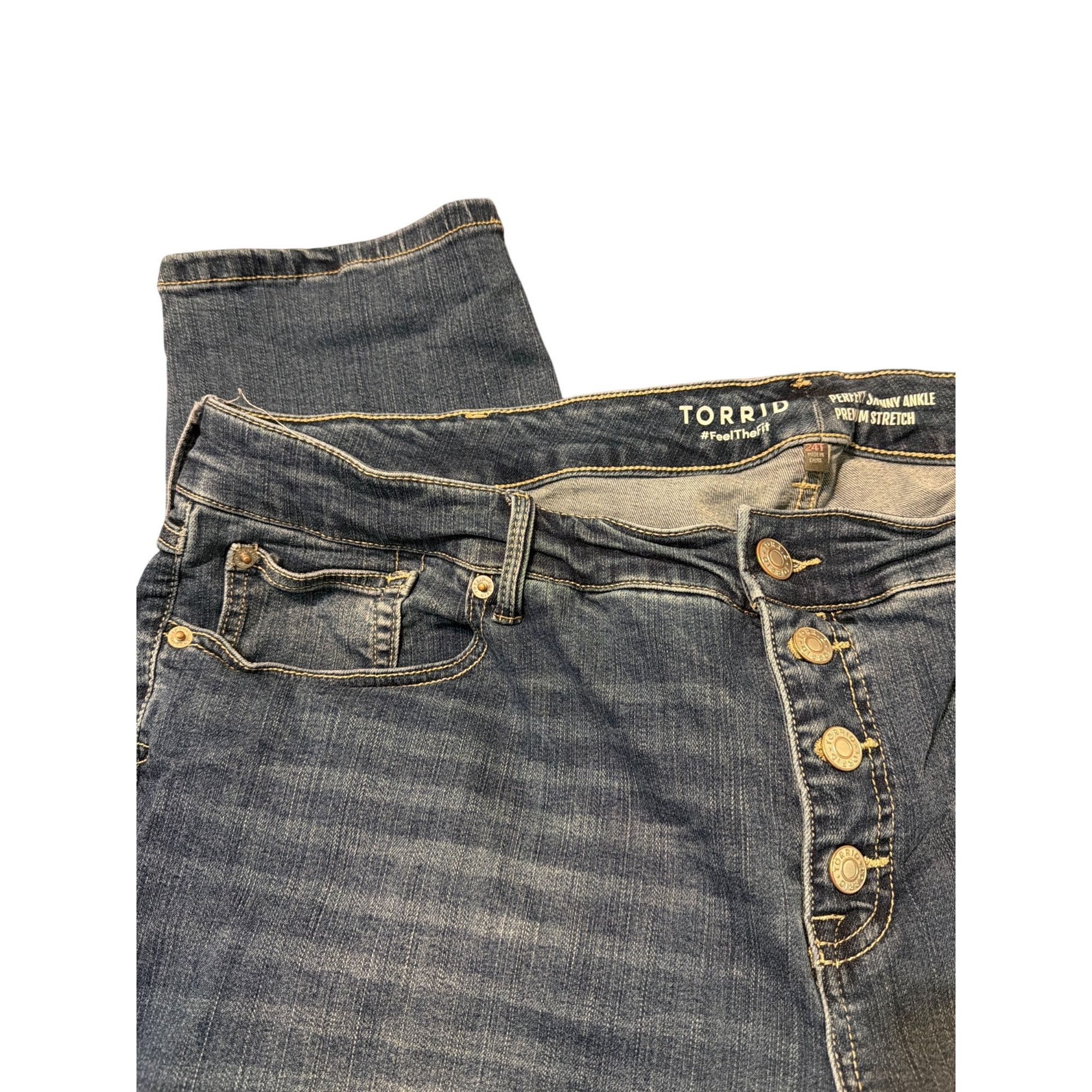 Torrid Torrid Perfect Skinny Ankle Blue Jeans Premium Denim Button Size 42" / US 20 - 3 Thumbnail