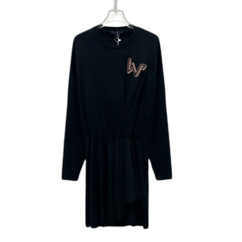 Louis Vuitton Louis Vuitton Black Long Sleeve Dress with Logo Size US 32 / EU 48 - 1 Thumbnail