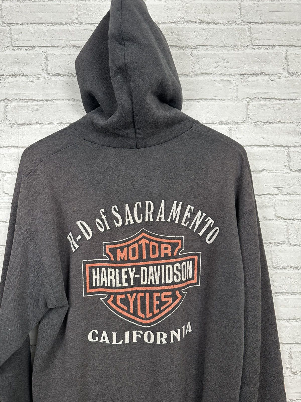 Harley Davidson (XL) SICK FADED VINTAGE Flames Harley Davidson Zip Up Hoodie Size US XL / EU 56 / 4 - 16 Thumbnail