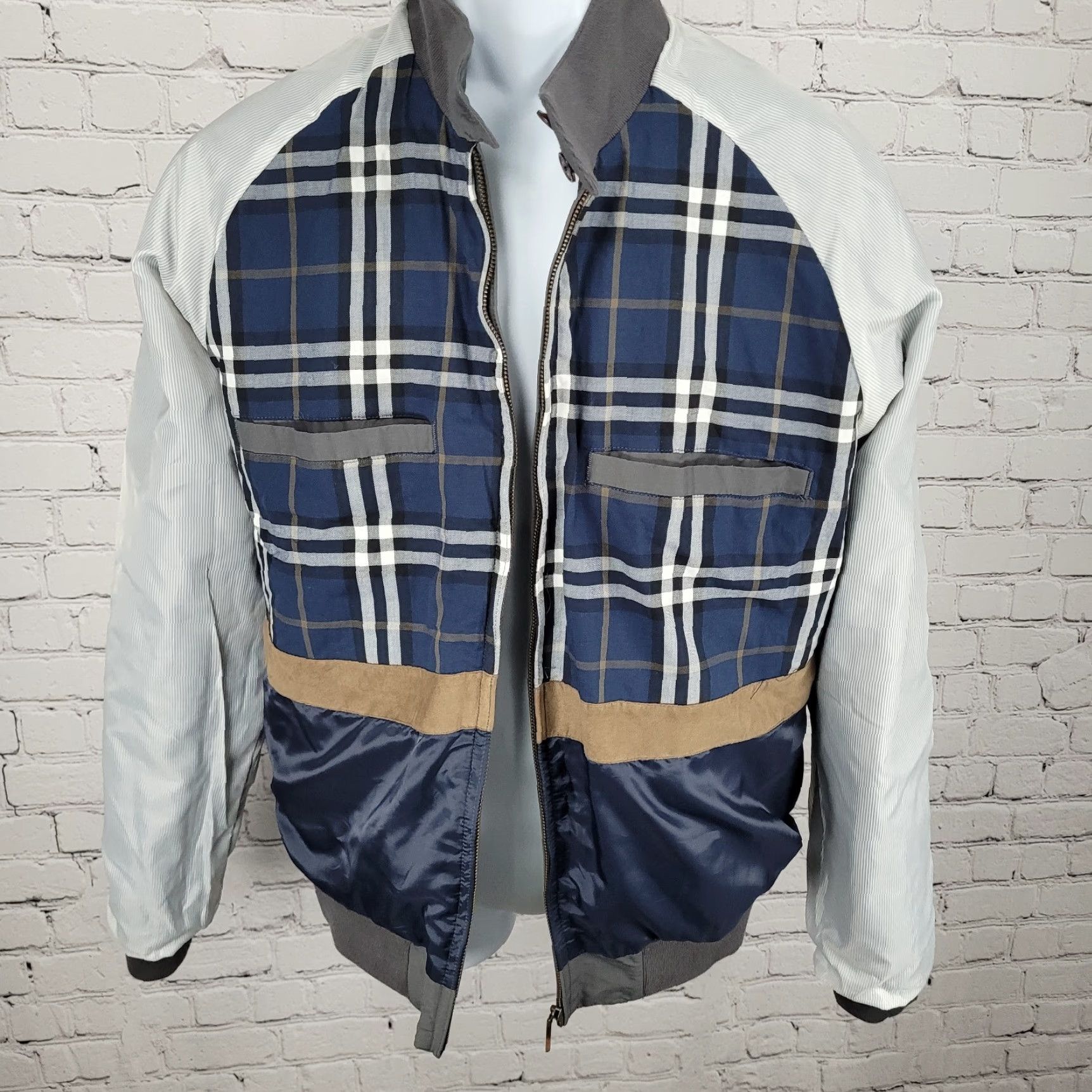 Jos. A. Bank Jos A Bank Grey Tailored Fit Lightweight Full Zip Bomber Jacket Large L Size US L / EU 52-54 / 3 - 6 Thumbnail