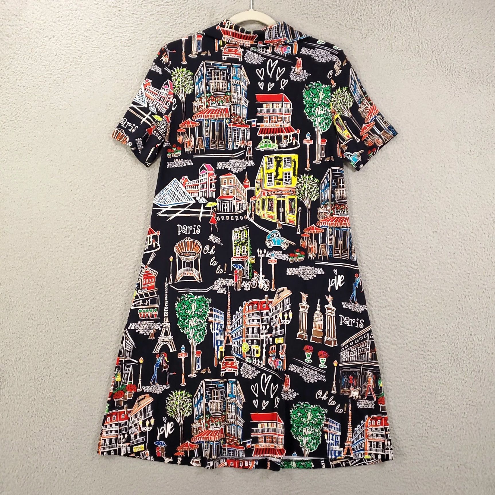 Joseph Ribkoff Joseph Ribkoff Dress Womens 6 A-Line Trapeze Shift Knee Length Multicolor Zip Paris Love Parisian Print Casual Party/Cocktail Travel Womens Size M / US 6-8 / IT 42-44 - 7 Thumbnail