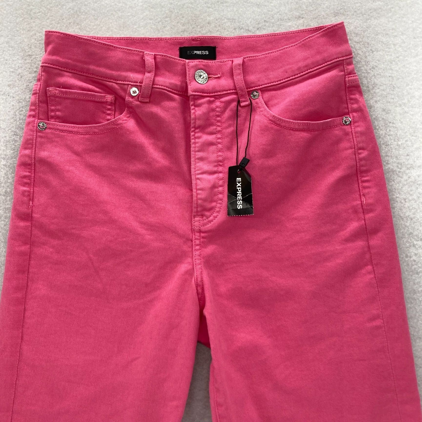 Express Express Jeans Women’s 4 Pink Dark Wash Denim Stretch High Rise 5 Pocket NWT Mom Jeans Size 27" / US 4 / IT 40 - 2 Thumbnail
