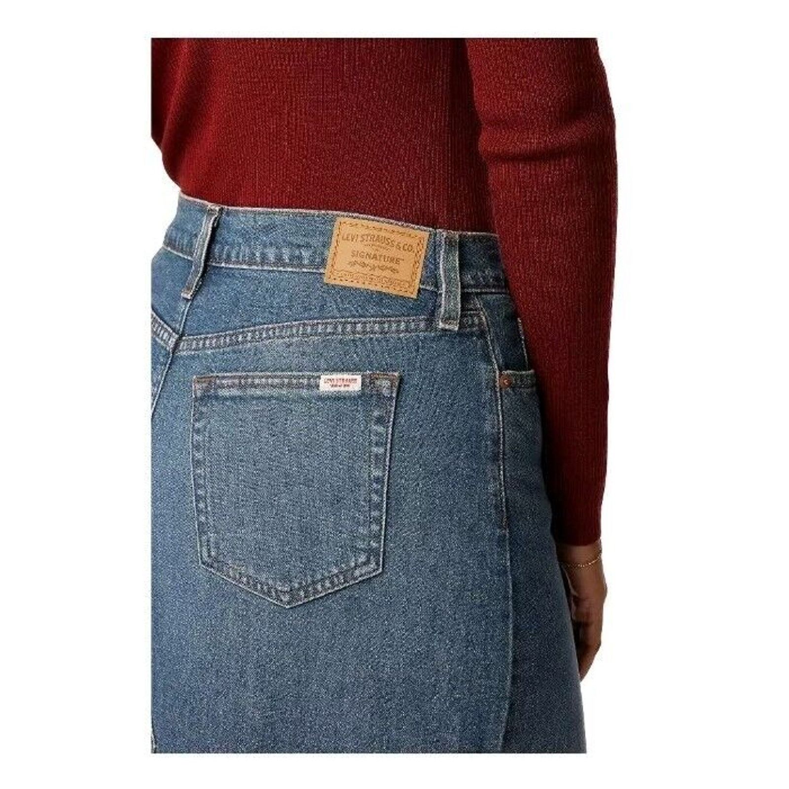 Levi's Levi Strauss Mid Rise Stretch Blue Maxi Skirt Size 8 W29 Size 29" - 4 Thumbnail