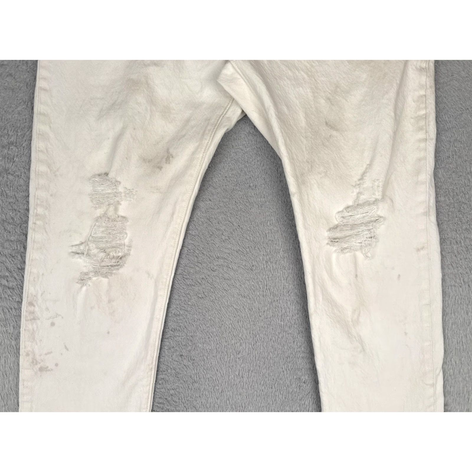 Levi's Levi's 501 CT Jeans Womens W30 L32 High Rise Distressed White 100% Cotton Regular Tapered Jeans - Levi's 500 Series 501 CT Womens Clothing Size 30" / US 8 / IT 44 - 3 Thumbnail