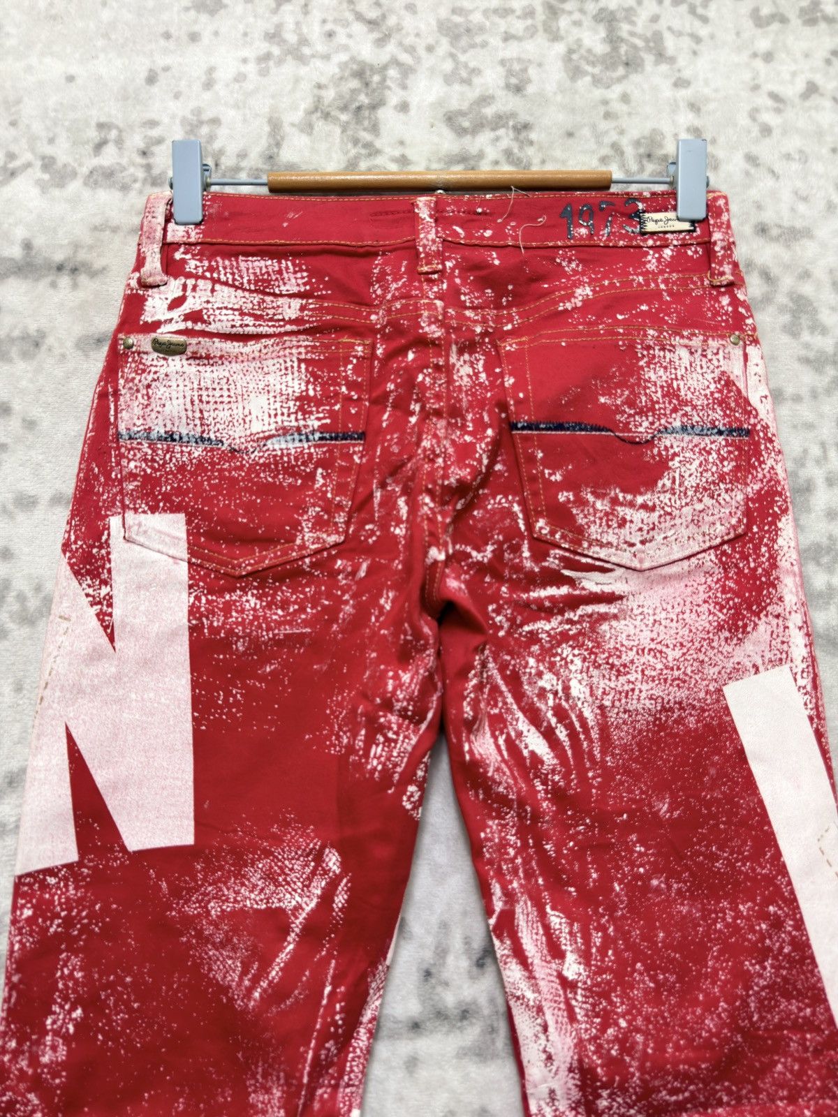 If Six Was Nine Pepe Jeans London Y2K Flare Pant Distressed Red Wash Size US 26 / EU 42 - 9 Thumbnail