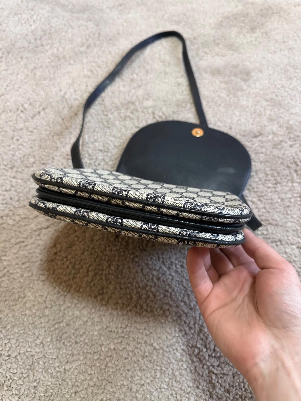 Gucci GUCCI GG Canvas Shoulder Bag PVC Leather Gray Navy Size ONE SIZE - 10 Thumbnail