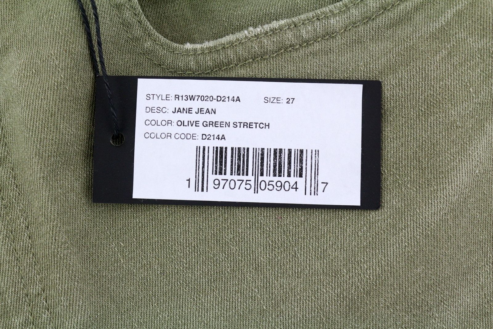 R13 JANE 27 Loose Straight Waist Olive Green Jeans 84499 Size 27" / US 4 / IT 40 - 7 Thumbnail