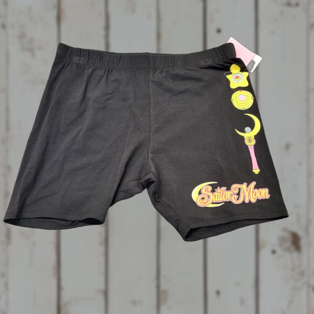 Vintage Sailor Moon Shorts Women's Large Print Wand Star's Black Athletic Running Bike Moon Anime CrossFit Walking Cycling Size 36" / US 14 / IT 50 - 1 Thumbnail