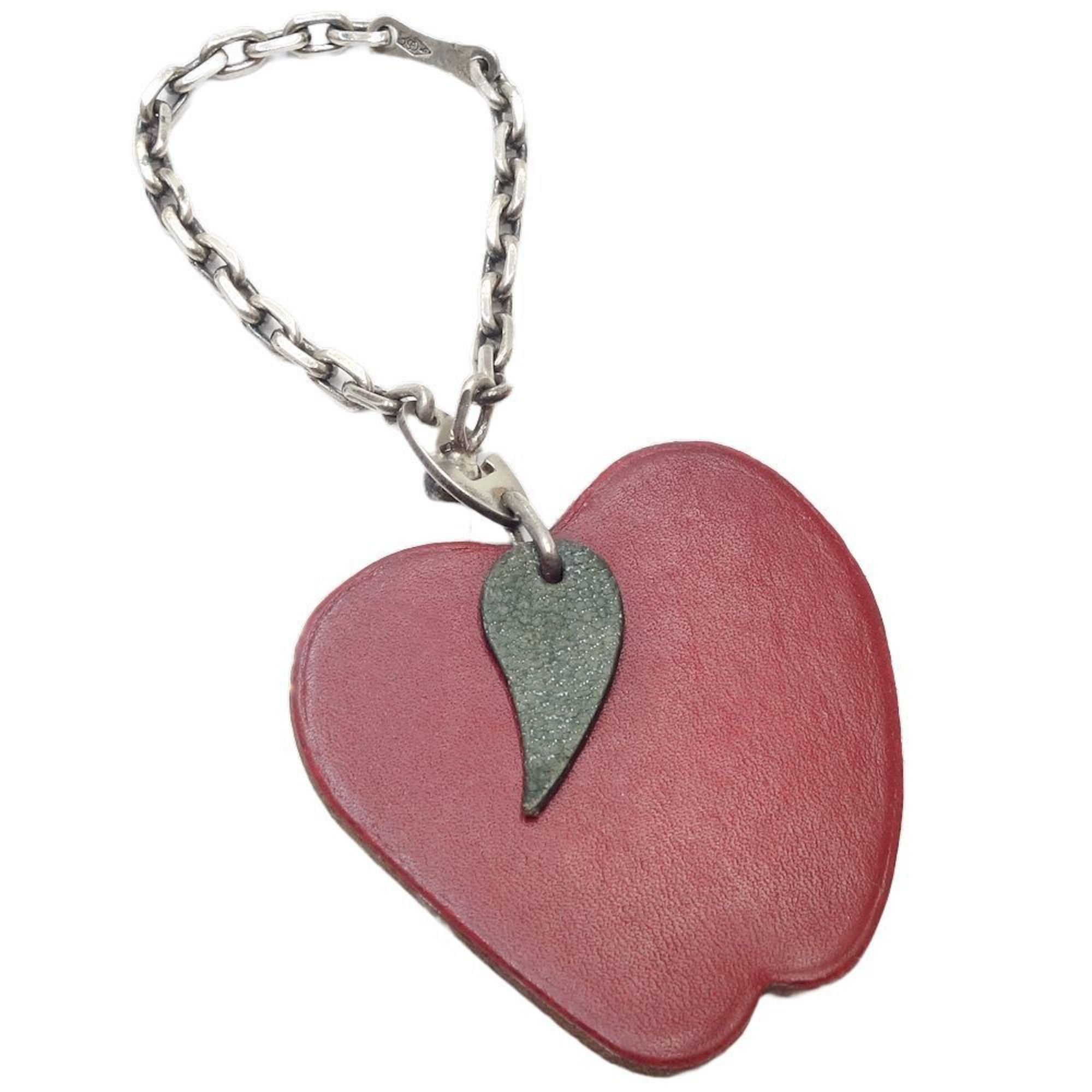 image of Hermes Fruit Charm Apple Keychain Leather Red 083882 in Red Color, Women's