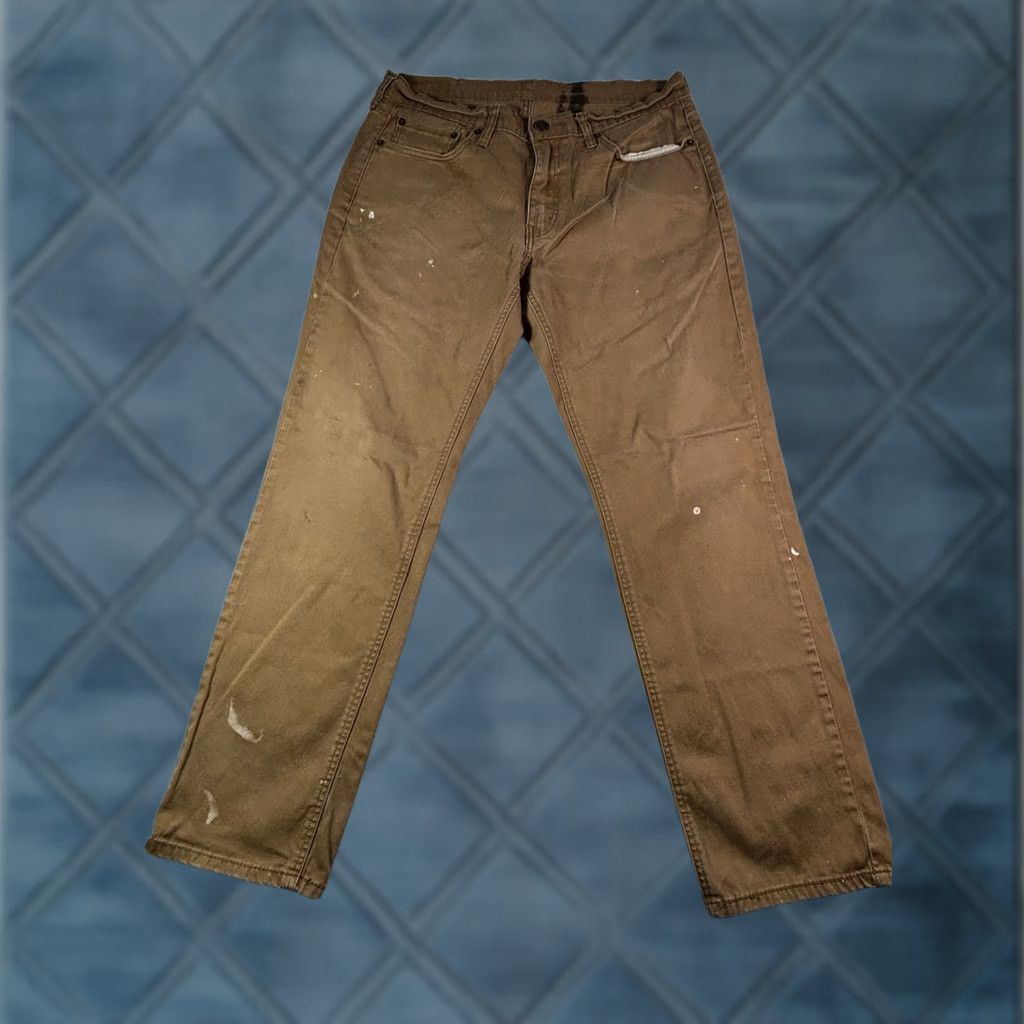 Levi's Levi's Jeans Mens 33x32 Brown Straight Leg Distressed Outdoor Workwear Denim Cotton 541 505 Grunge Mens Size US 33 - 1 Thumbnail