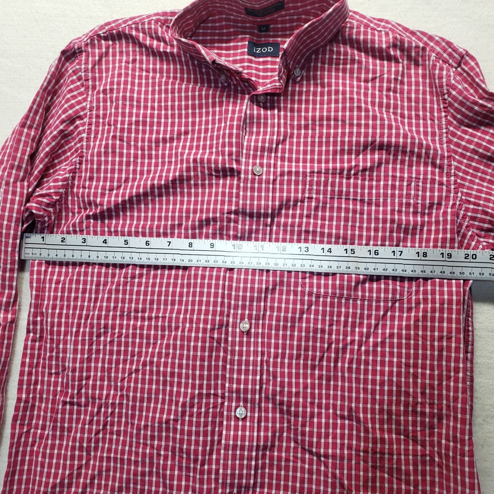 Izod IZOD Shirt Button-Up Long Sleeve Pink Checkered Plaid Adult Men's M Medium Button-Down Collared Classic Fit Size US M / EU 48-50 / 2 - 3 Thumbnail