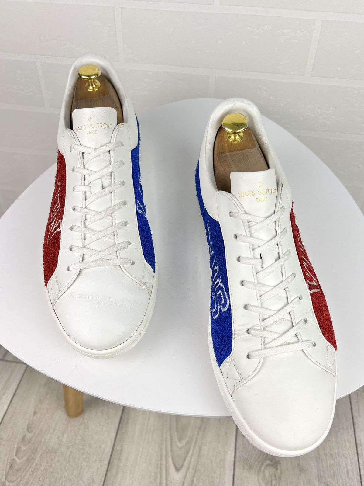 Louis Vuitton Sneakers Luxembourg Leather Shoes Lv Big Logo in White, Men's (Size 10)
