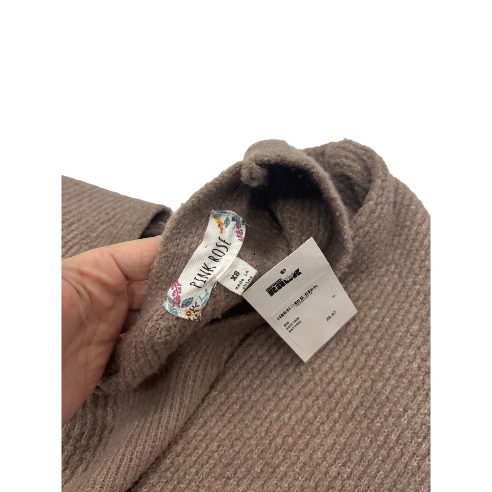 Other Pink Rose Junior’s V-neck Cropped Sweater, Natural, Sz.XS Size XS / US 0-2 / IT 36-38 - 5 Thumbnail