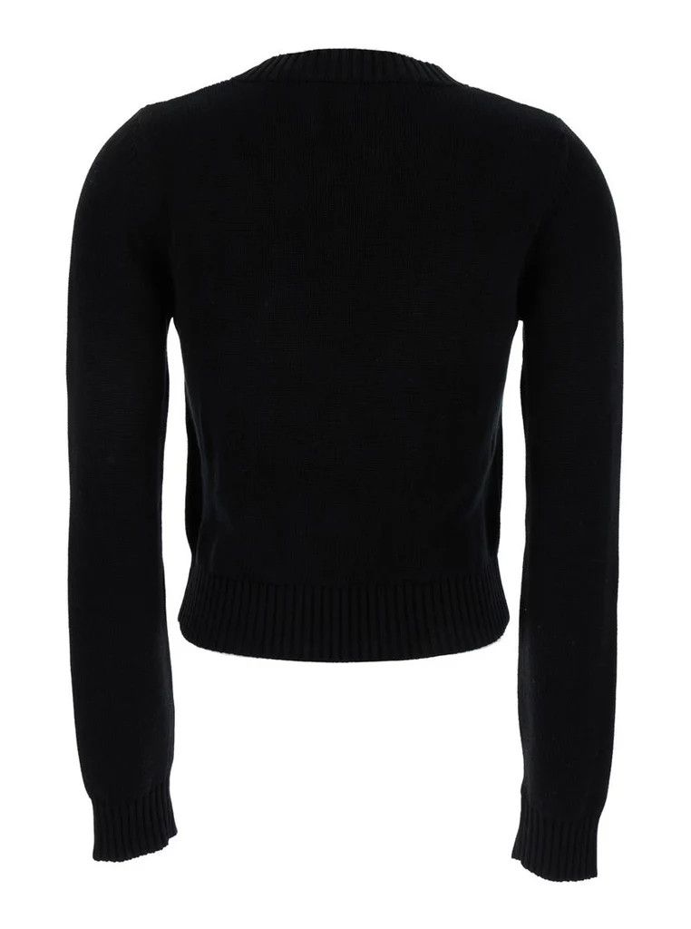 Palm Angels o1s22i1n0824 Embroidery Cropped Sweater in Black Size L / US 10 / IT 46 - 2 Thumbnail