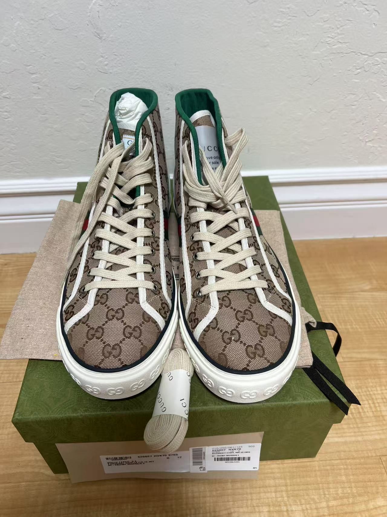 Gucci Gucci Tennis 1977 Canvas High Top Beige GG Print Size US 12.5 / EU 45-46 - 1 Thumbnail