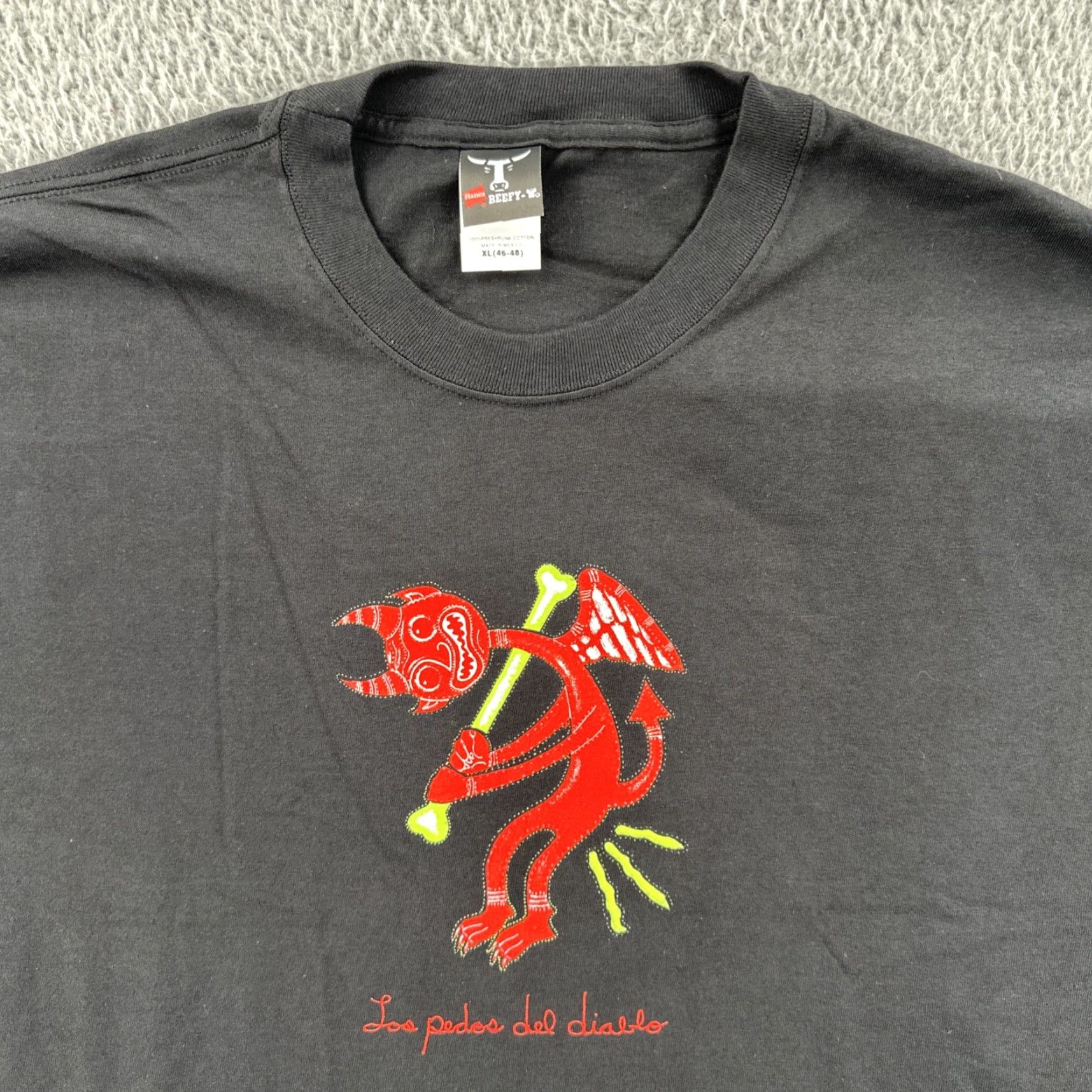 Hanes VINTAGE Hanes Beefy-T Mens XL Black T Shirt Los Pedos Del Diablo Devil Farts Tee Size US XL / EU 56 / 4 - 5 Thumbnail