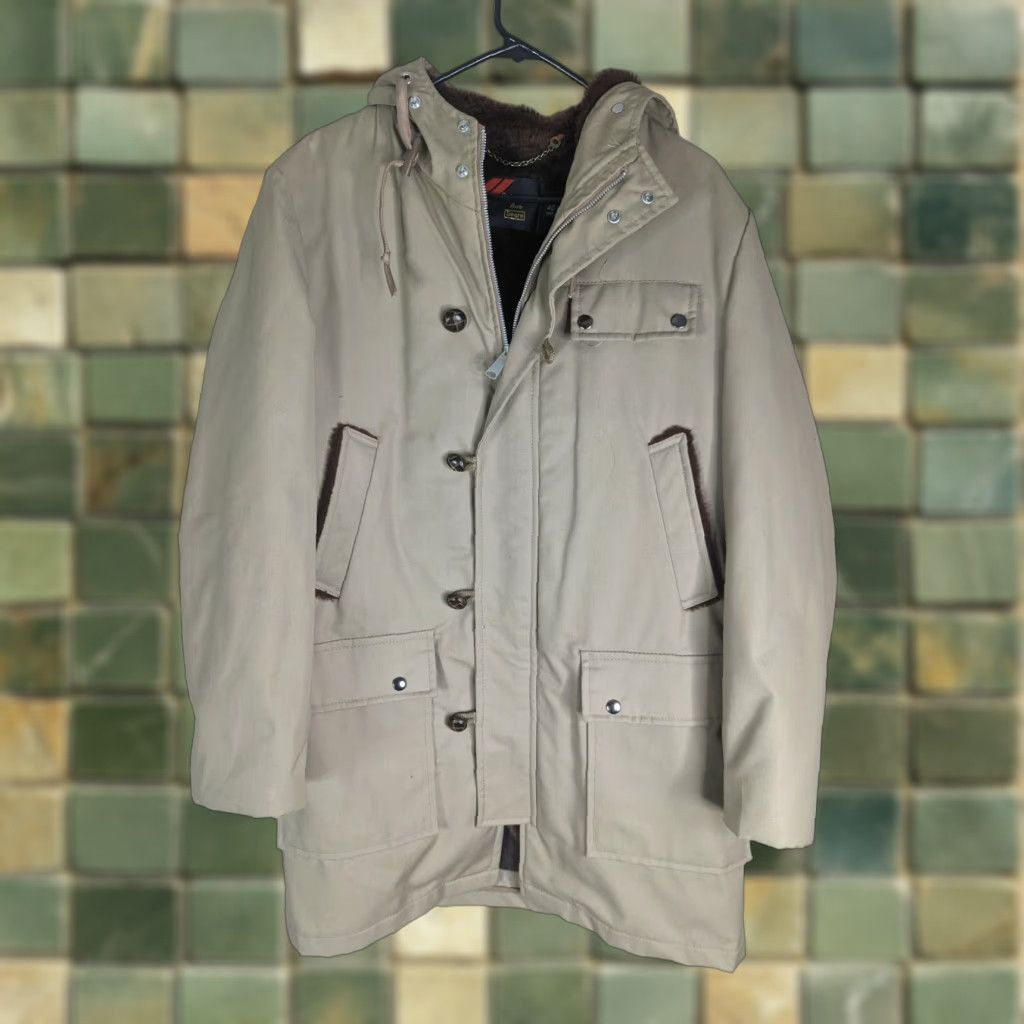 Sears VINTAGE Sears Parka Jacket 70s Mens M Beige Sherpa Lined Coat Size 40 Medium Zip Family? Size US M / EU 48-50 / 2 - 1 Thumbnail