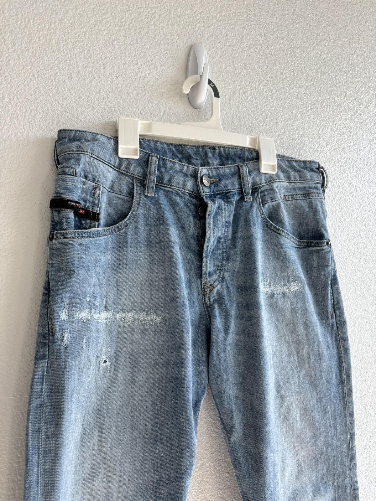 Designer × Diesel Blue Diesel Distressed Tapered Jeans Size US 33 - 2 Thumbnail