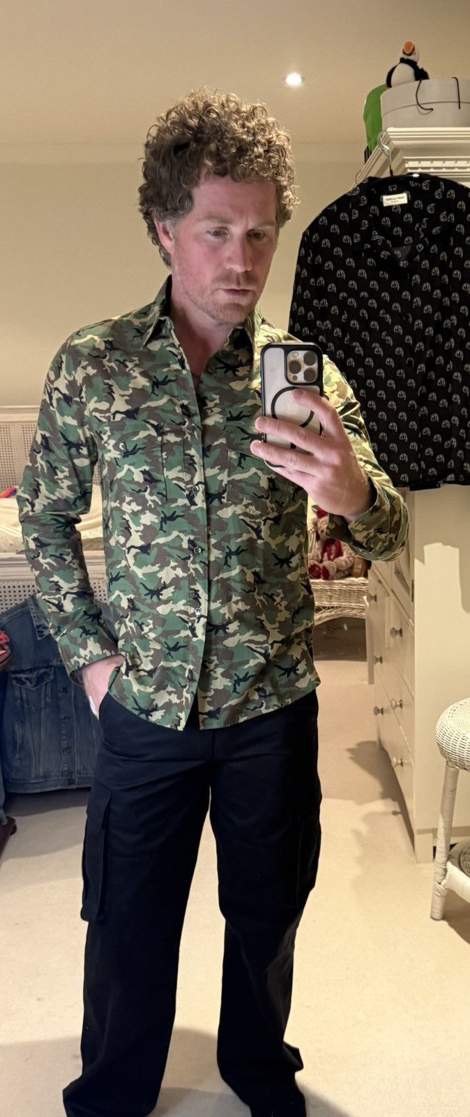 Saint Laurent Paris SS15 Saint Laurent Psych Rock camo shirt Hedi Slimane 41 Size US L / EU 52-54 / 3 - 2 Thumbnail