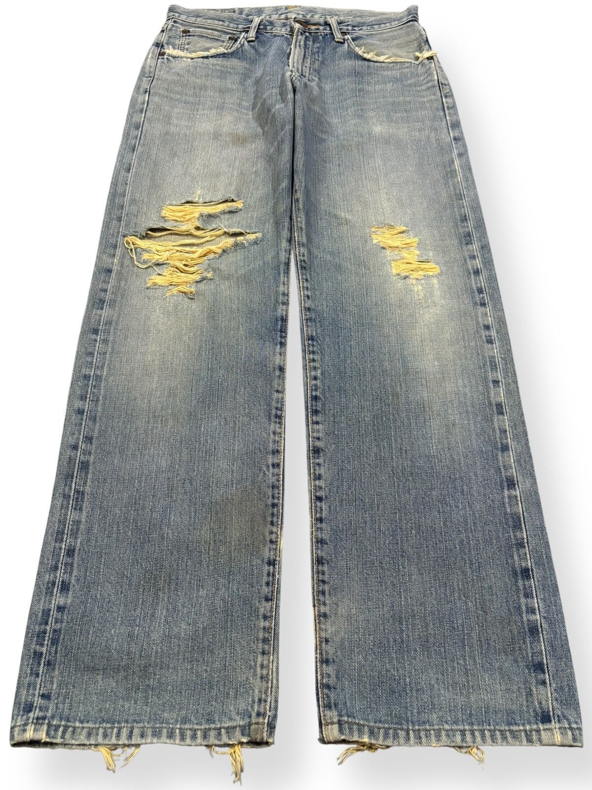 Edwin Vintage Edwin 505X Selvedge Mud Wash Loose Distressed Jeans Size US 31 - 2 Thumbnail