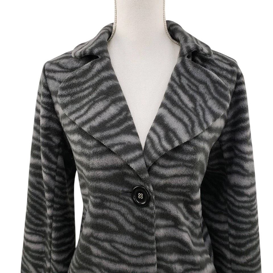 Other Susan Graver Animal Print Fleece Jacket Oversized Notch Coll Size XS / US 0-2 / IT 36-38 - 3 Thumbnail