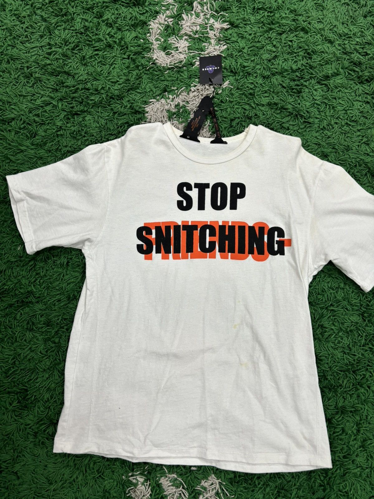 Vlone Vlone No Cap Stop Snitching T Shirt White Small Size US S / EU 44-46 / 1 - 2 Thumbnail