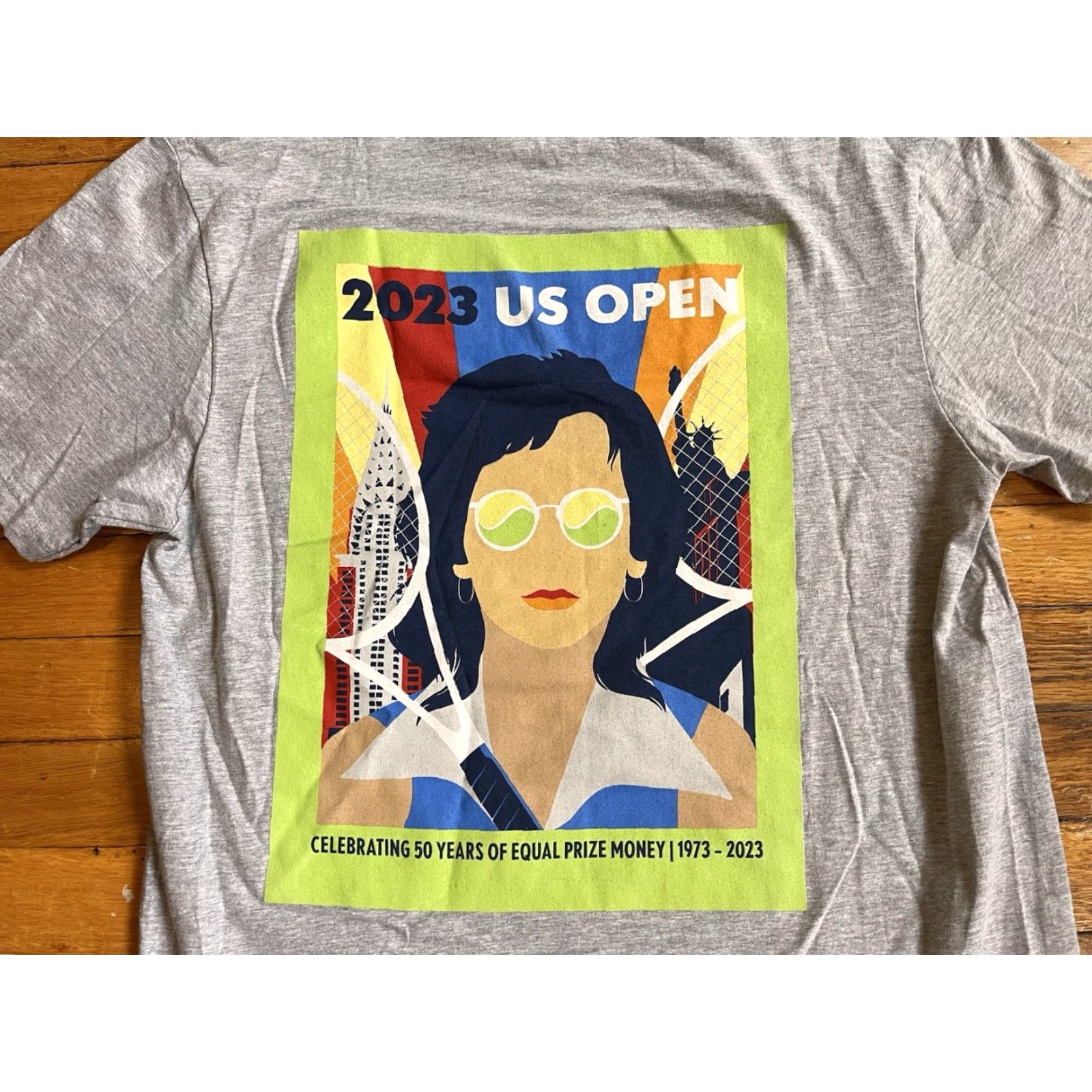 Vintage VINTAGE US Open 2023 Billie Jean King 50 Years Of Equal Prize Money Shirt Mens M Grey Size US M / EU 48-50 / 2 - 7 Thumbnail