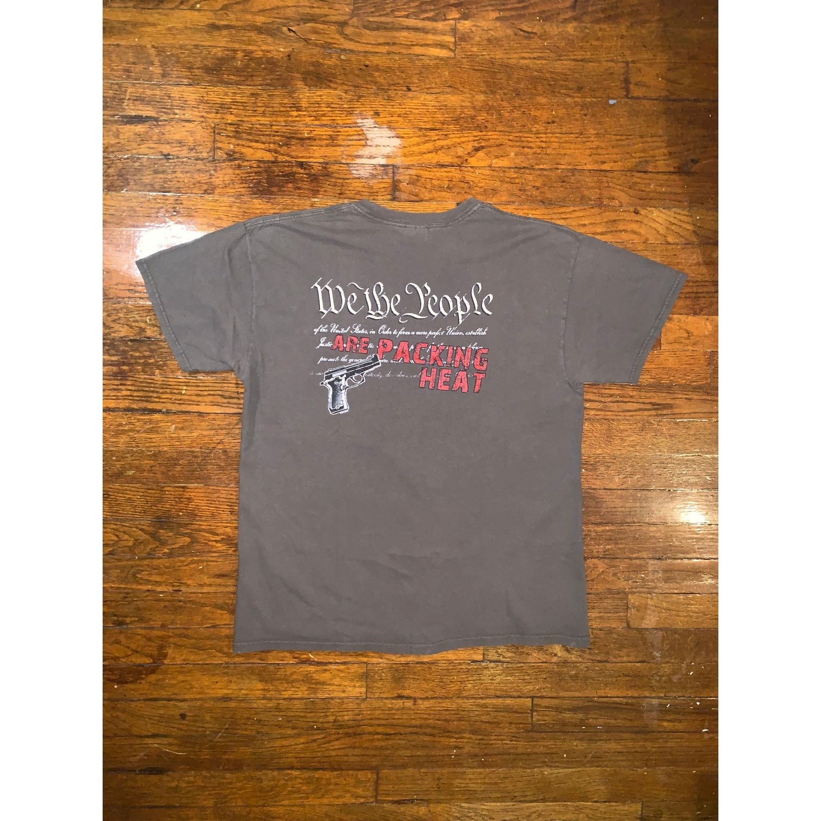 Gildan We The People Are Packing Heat 2nd Amendment T Shirt L Brown Size US L / EU 52-54 / 3 - 3 Thumbnail