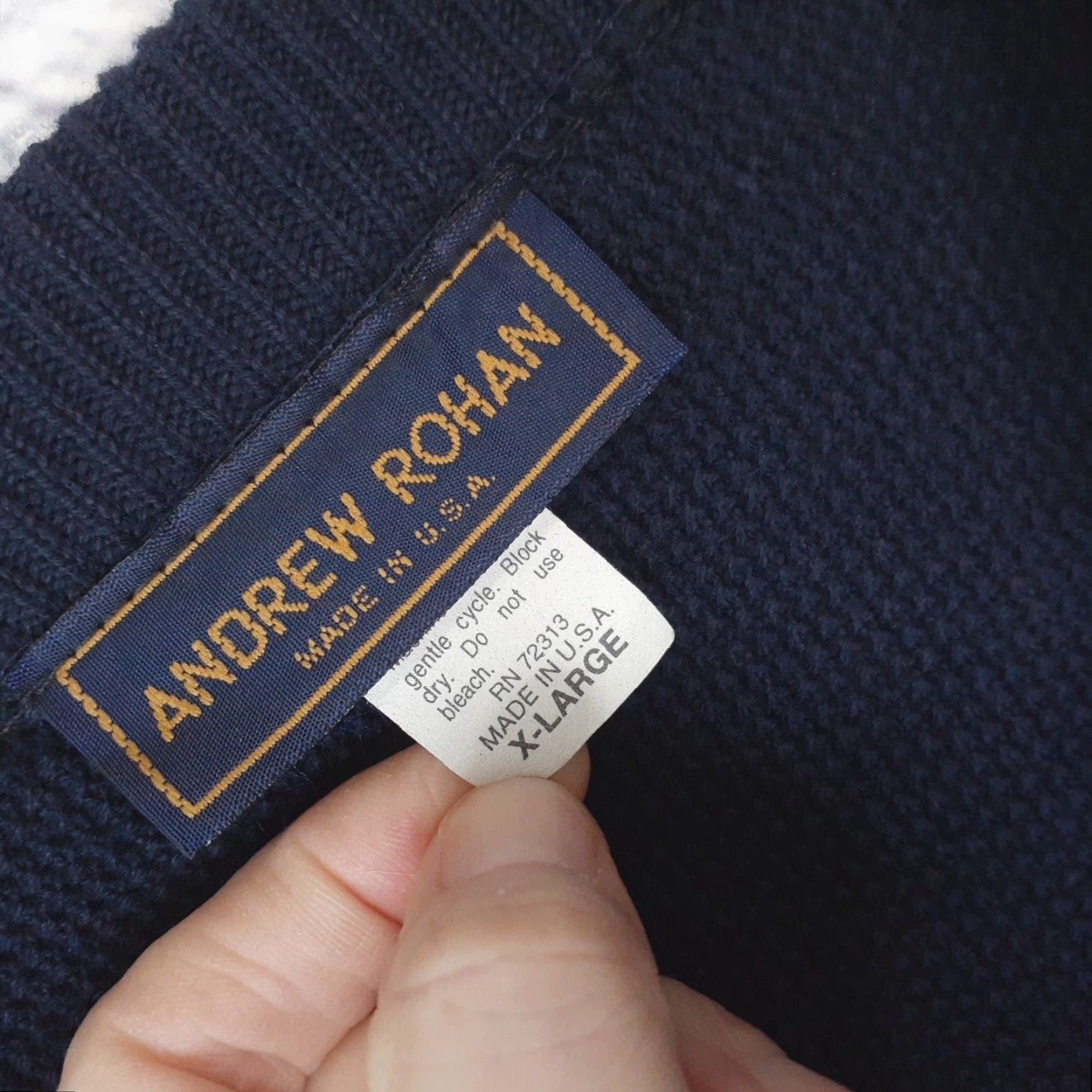 Vintage VINTAGE Andrew Rohan Baseball Knit Sweater Mens XL Blue Cotton Pullover Long Sleeve V-Neck Size US XL / EU 56 / 4 - 6 Thumbnail
