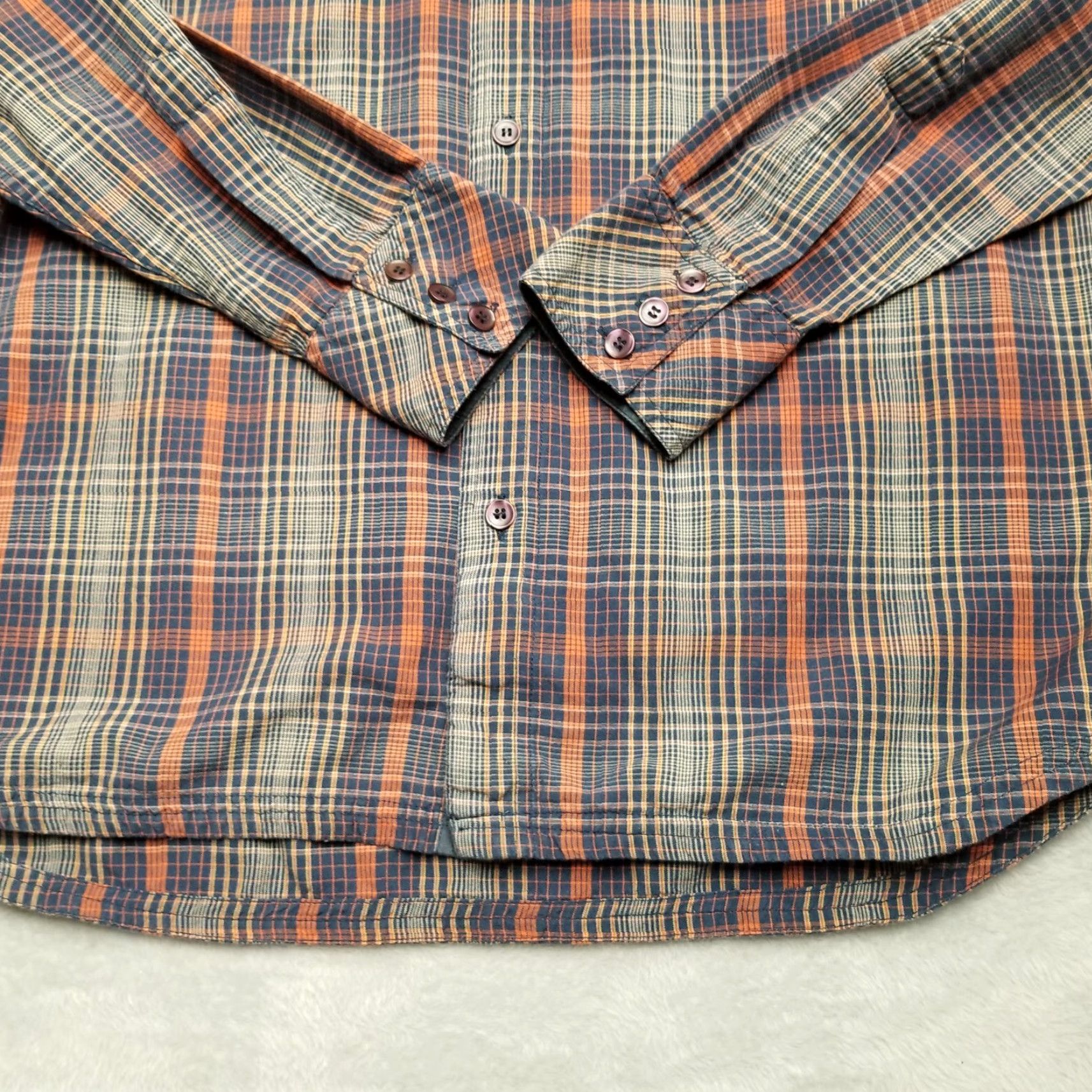 KAVU Kavu Shirt Mens M Blue Orange Plaid Button Long Sleeve 100% Cotton Casual Size US M / EU 48-50 / 2 - 4 Thumbnail