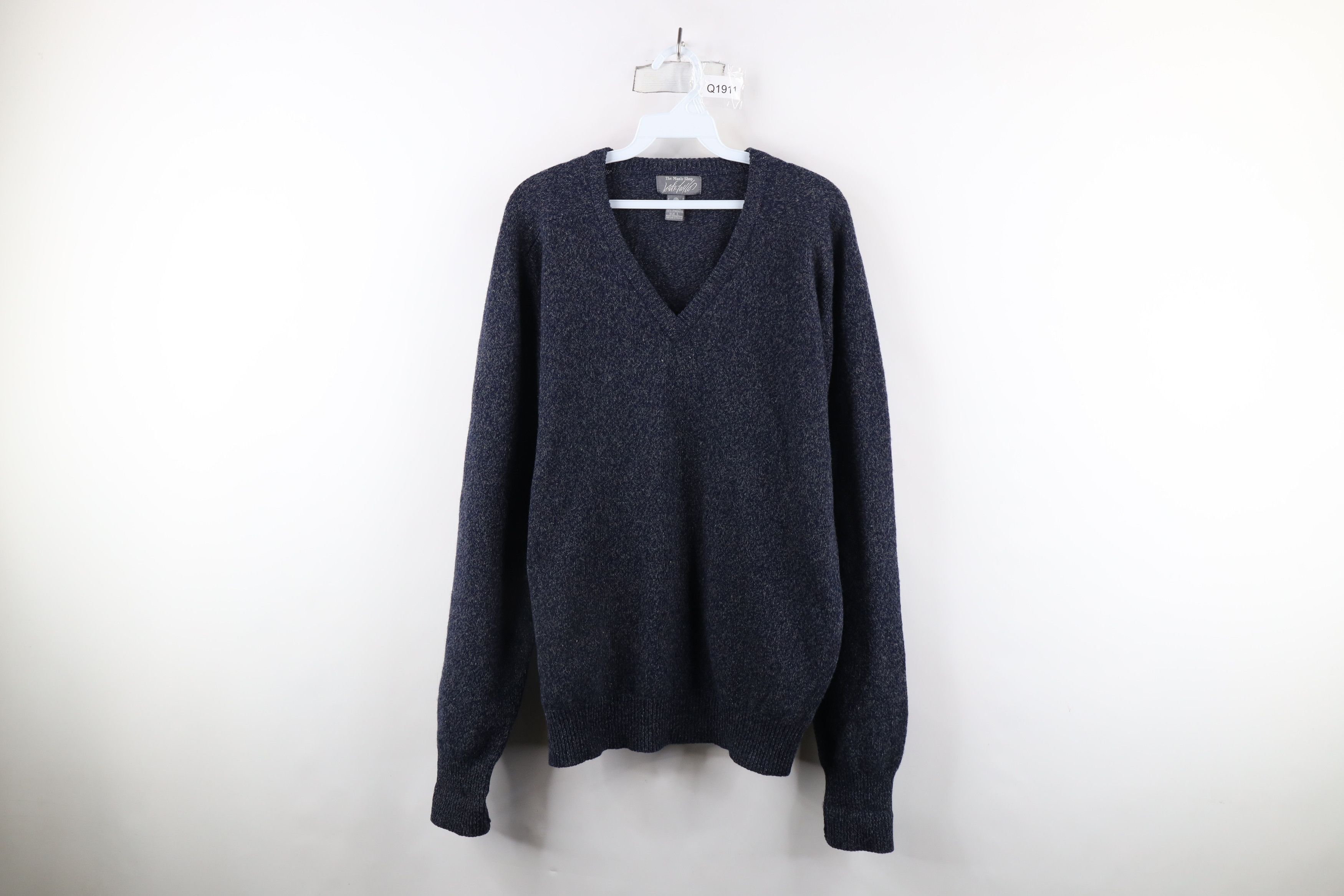 Vintage Vintage 70s Streetwear Lambswool Knit V-Neck Sweater Blue Size US L / EU 52-54 / 3 - 1 Thumbnail