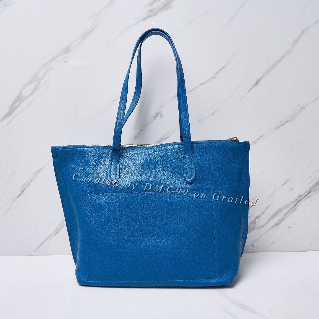 Furla Furla Blue Leather Gold Logo Tote Bag Size ONE SIZE - 3 Thumbnail