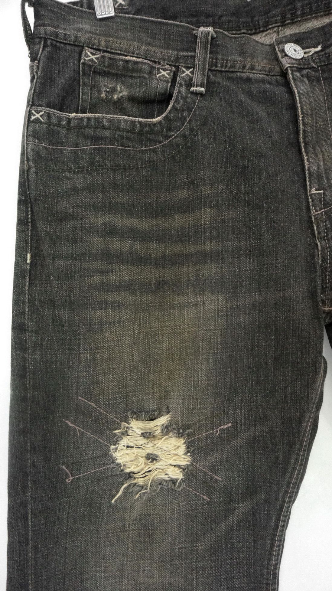 Japanese Brand 🔥EDGE RUPERT Vintage Black Distressed Jeans Size US 33 - 4 Thumbnail