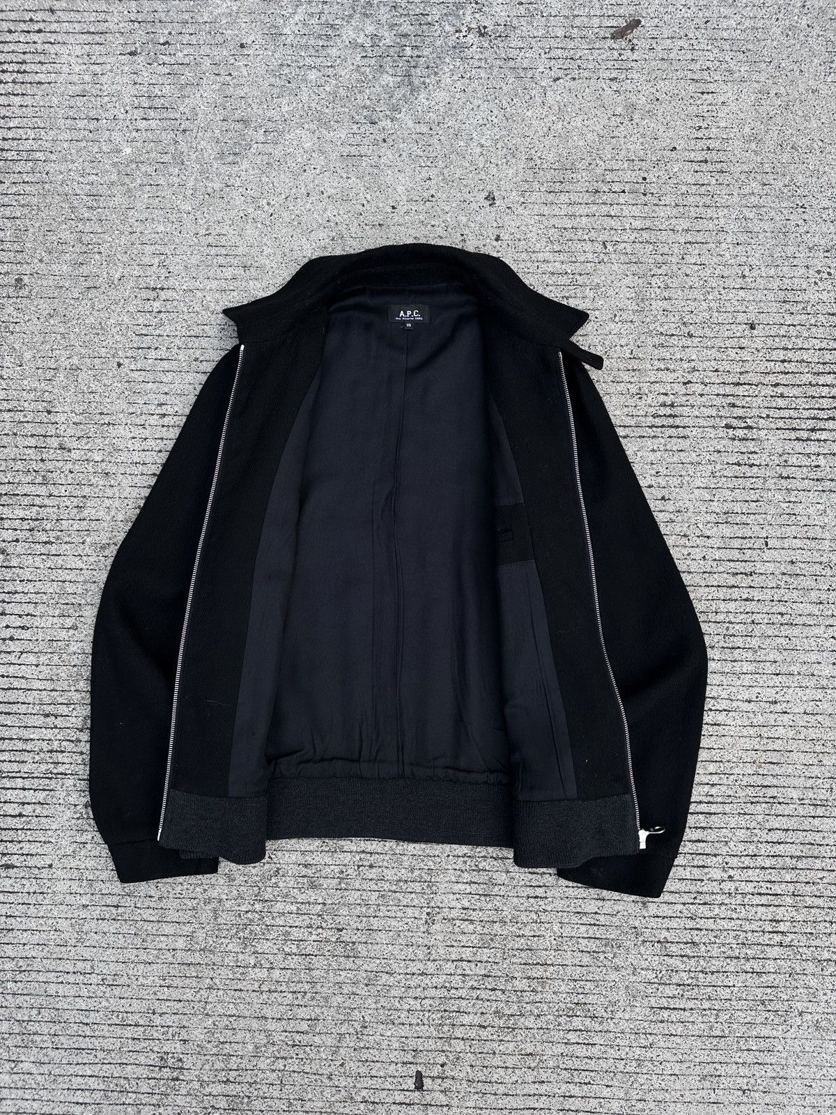 A.P.C. A.P.C. Herringbone Black Wool Bomber Jacket Size US XS / EU 42 / 0 - 2 Thumbnail
