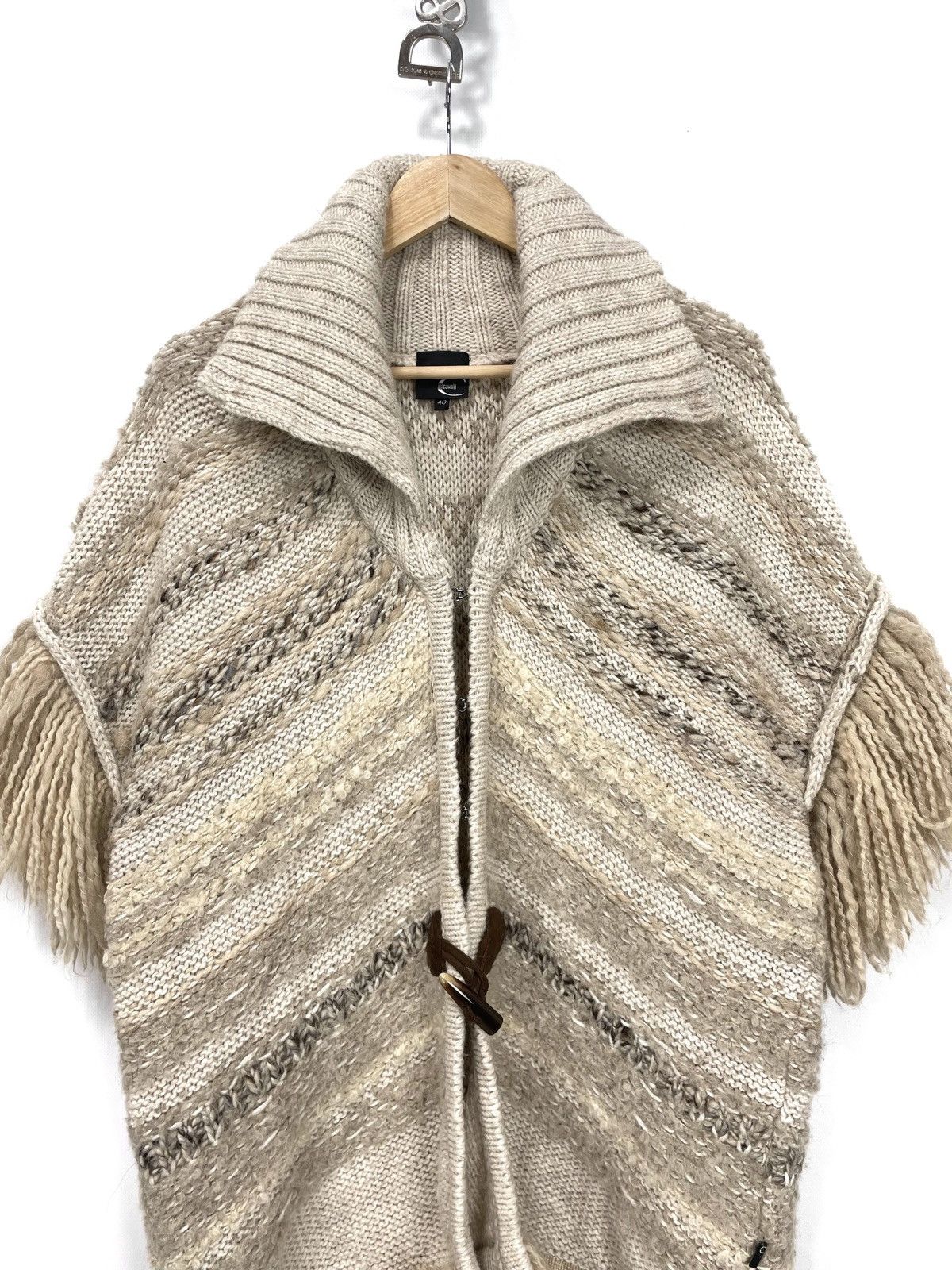 Just Cavalli Just Cavalli by Roberto Cavalli Fringe Chunky Knit Cardigan Size S / US 4 / IT 40 - 2 Thumbnail