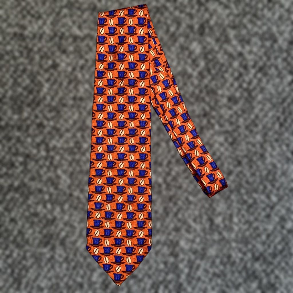 Ermenegildo Zegna VINTAGE Ermenegildo Zegna Tie Silk Orange Italy Geometric Logo Men Classic 57"-60" One Size Orange Silk Tie Designer Size ONE SIZE - 1 Thumbnail