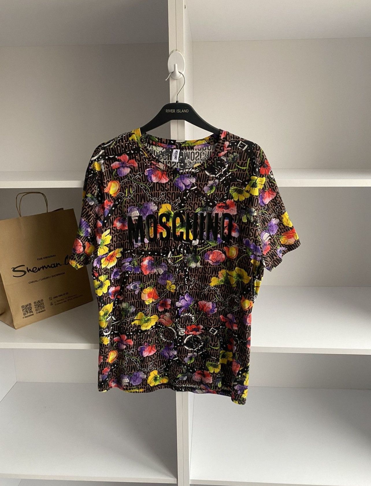 Designer × Moschino × Vintage Vintage MOSCHINO FLORAL SWIM LOGO TEE Size US M / EU 48-50 / 2 - 8 Thumbnail