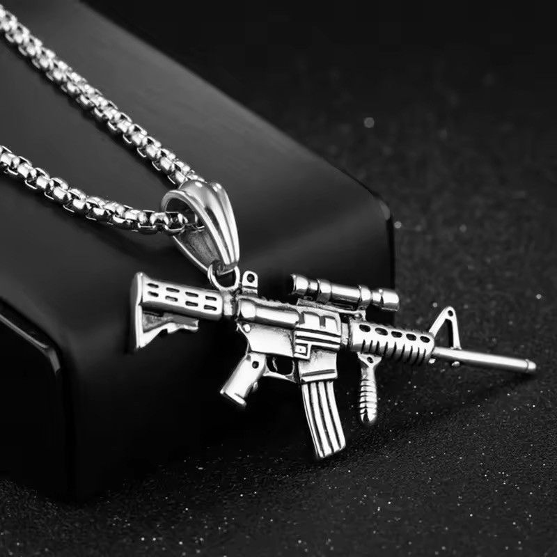 Jewelry Machine Gun Pendant Necklace Size ONE SIZE - 5 Thumbnail