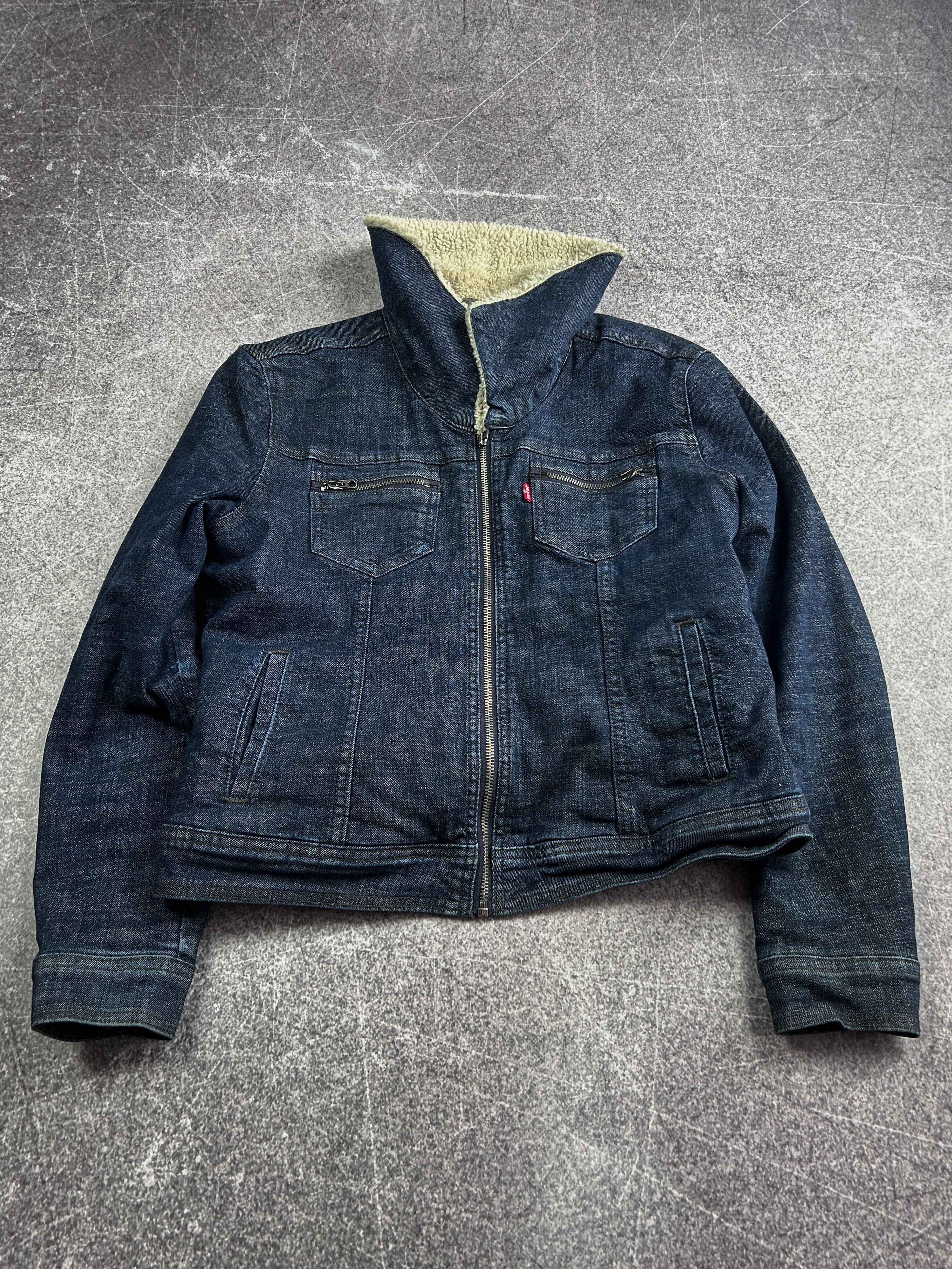 Levi's Levis Cropped Denim Jacket Sherpa Collar Fitted Y2K Style Size US S / EU 44-46 / 1 - 2 Thumbnail