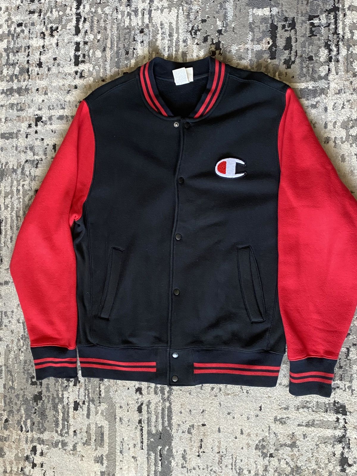 Champion CHAMPION REVERSE WEAVE • VARSITY JACKET • BLACK & RED • L Size US L / EU 52-54 / 3 - 3 Thumbnail
