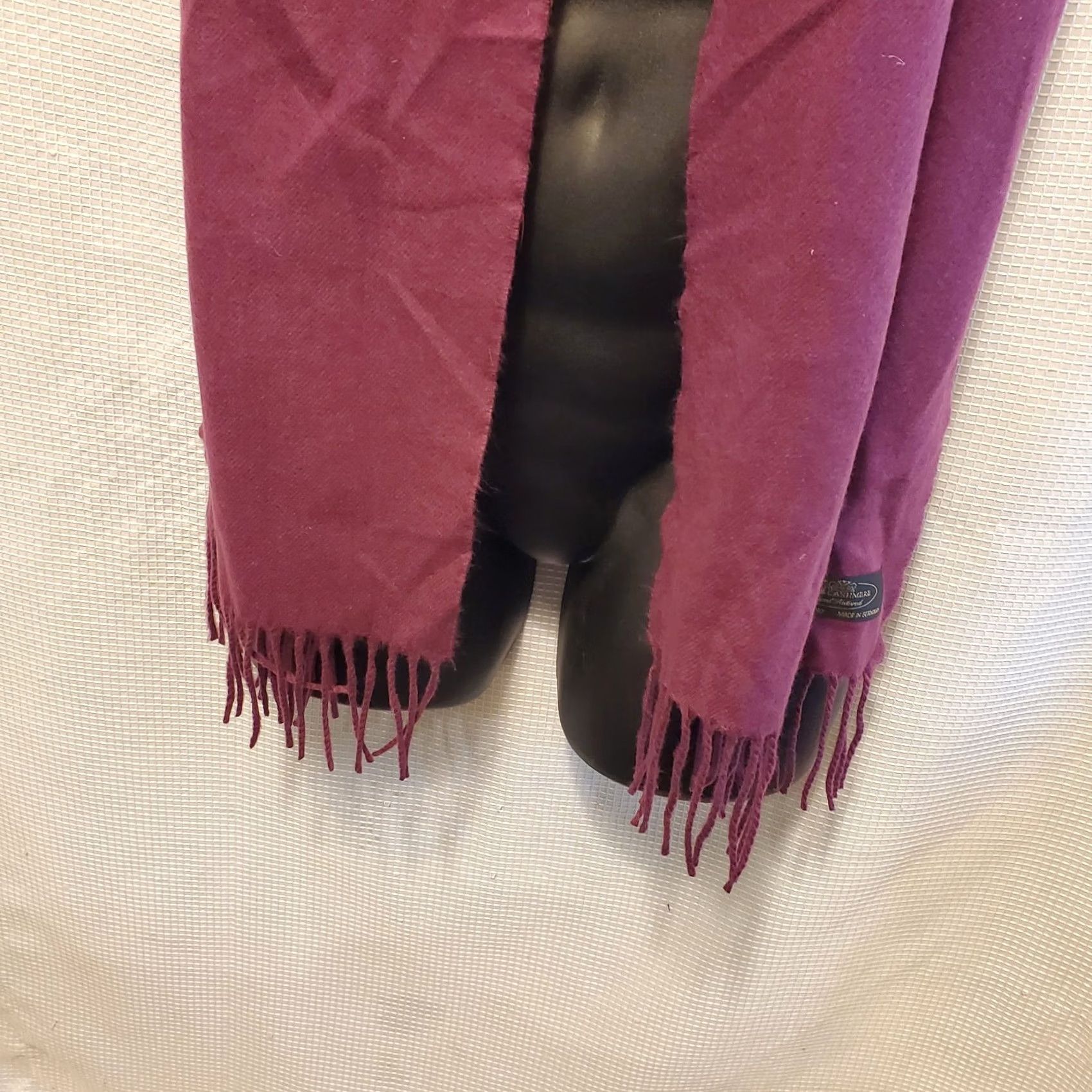 Vintage Cashmere Scarf - Purple Luxury Hand Tailored Mens Womens 12x73in Rectangle Size ONE SIZE - 2 Thumbnail