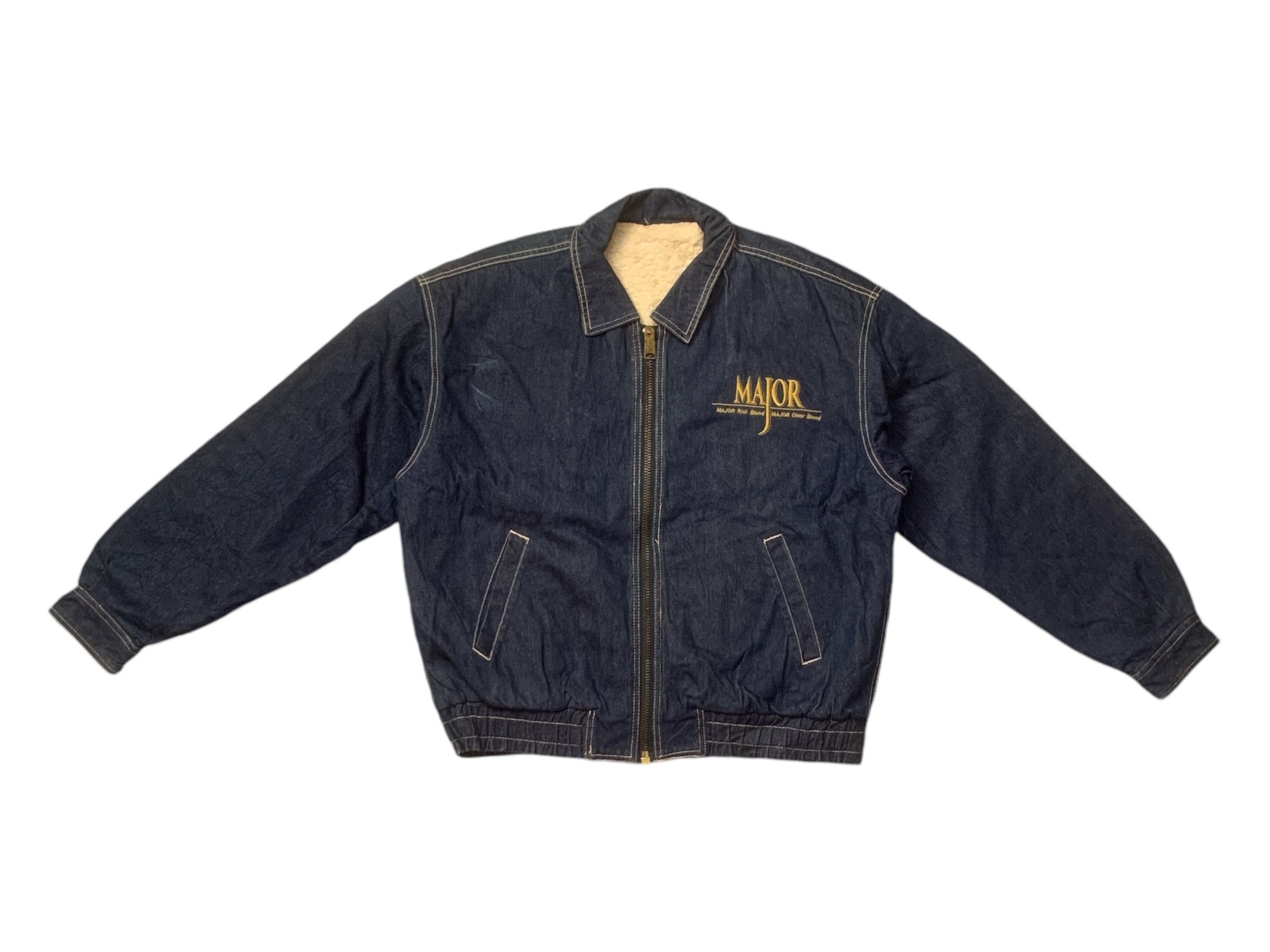 Japanese Brand × Vintage Rare Design Vintage Major Denim Sherpa Jackets Size US L / EU 52-54 / 3 - 2 Thumbnail