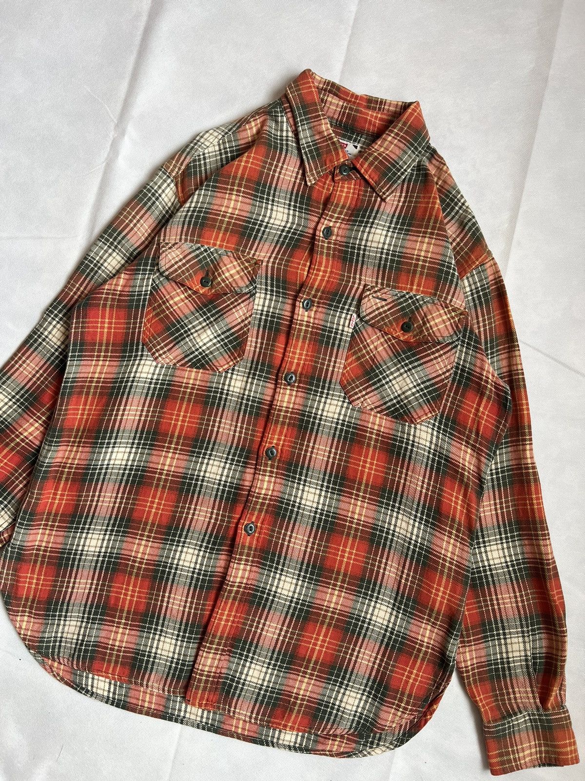 Levi's Vintage Levis Orange Plaid Button Up Flannel Shirt Size US M / EU 48-50 / 2 - 3 Thumbnail