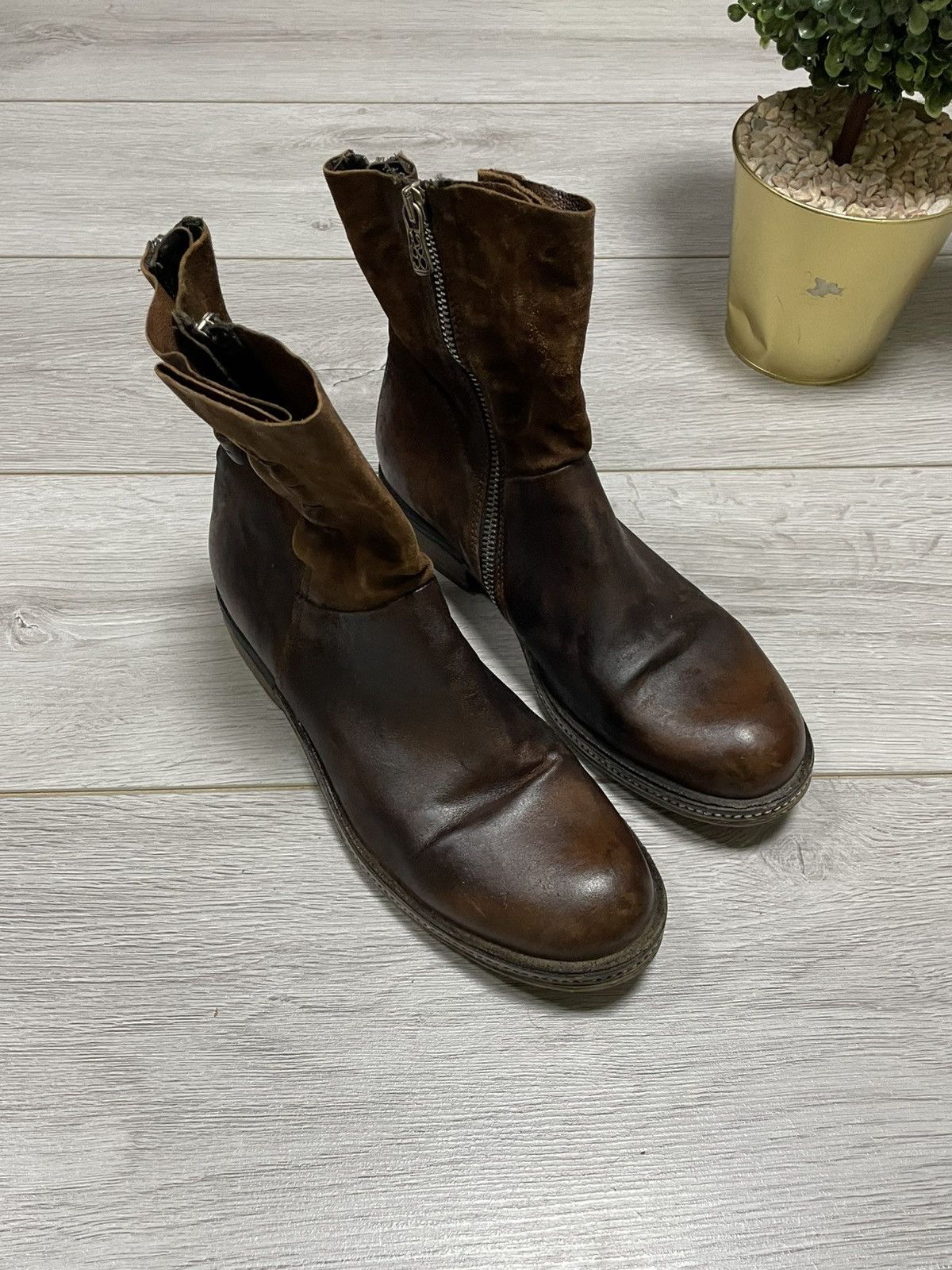 A.S.98 AS98 stitched engineered leather zip high boots eb0 Size US 9 / IT 39 - 3 Thumbnail