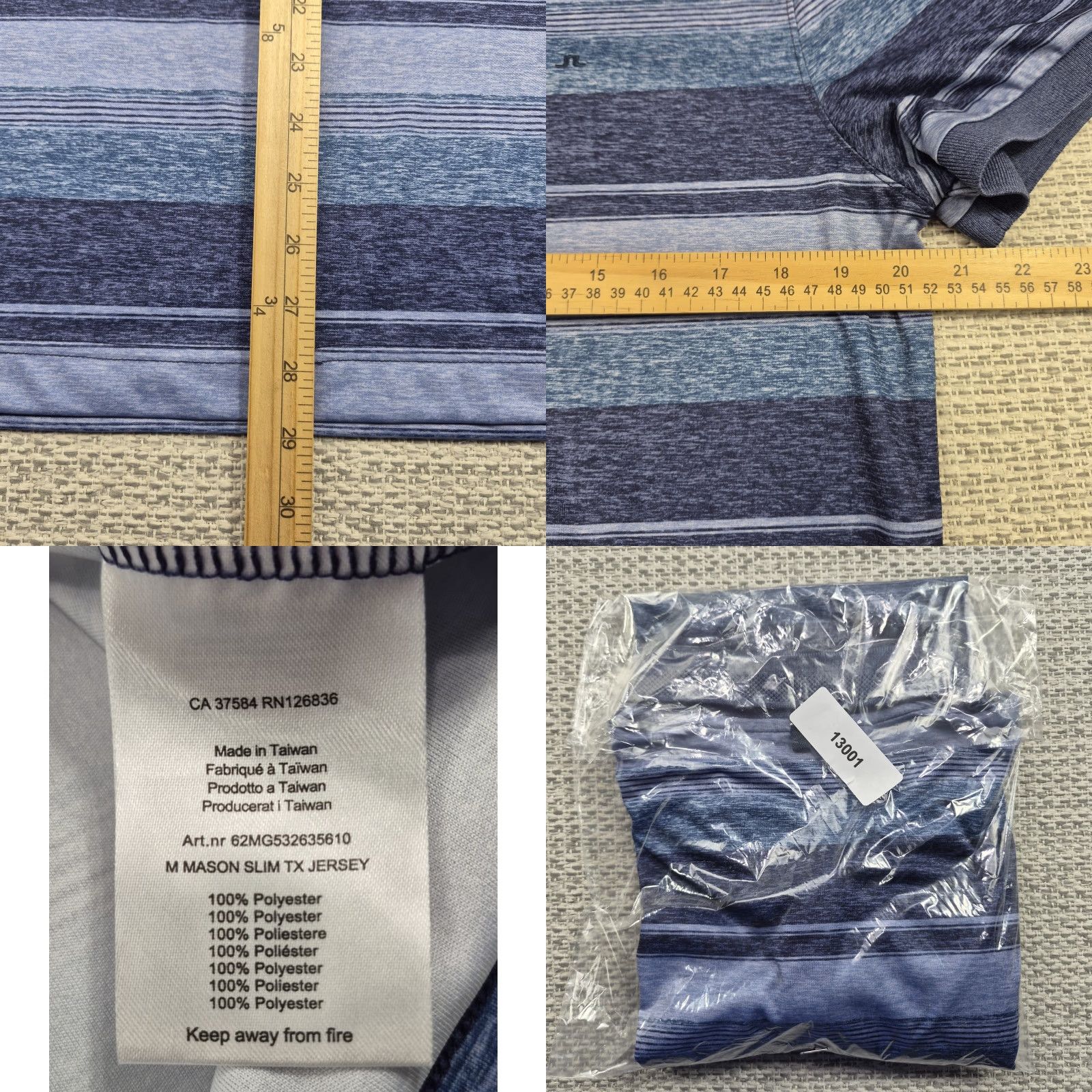 J.Lindeberg J.Lindeberg Polo Shirt Mens Large M Mason Blue Striped Tech Polo Size US L / EU 52-54 / 3 - 8 Thumbnail