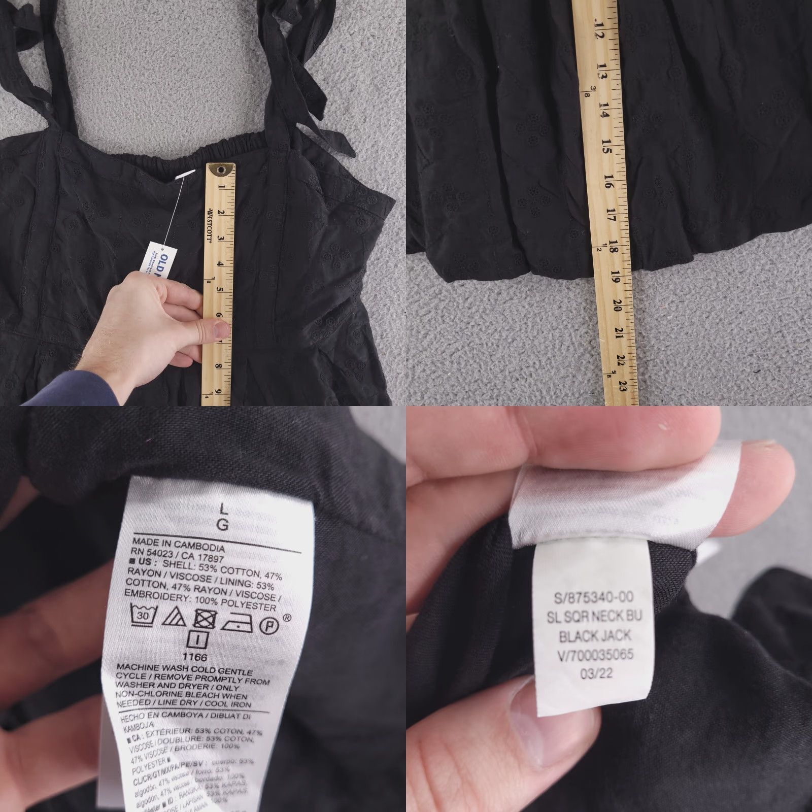 Old Navy NEW Old Navy Shirt Womens Large Black Square Neck Size L / US 10 / IT 46 - 8 Thumbnail