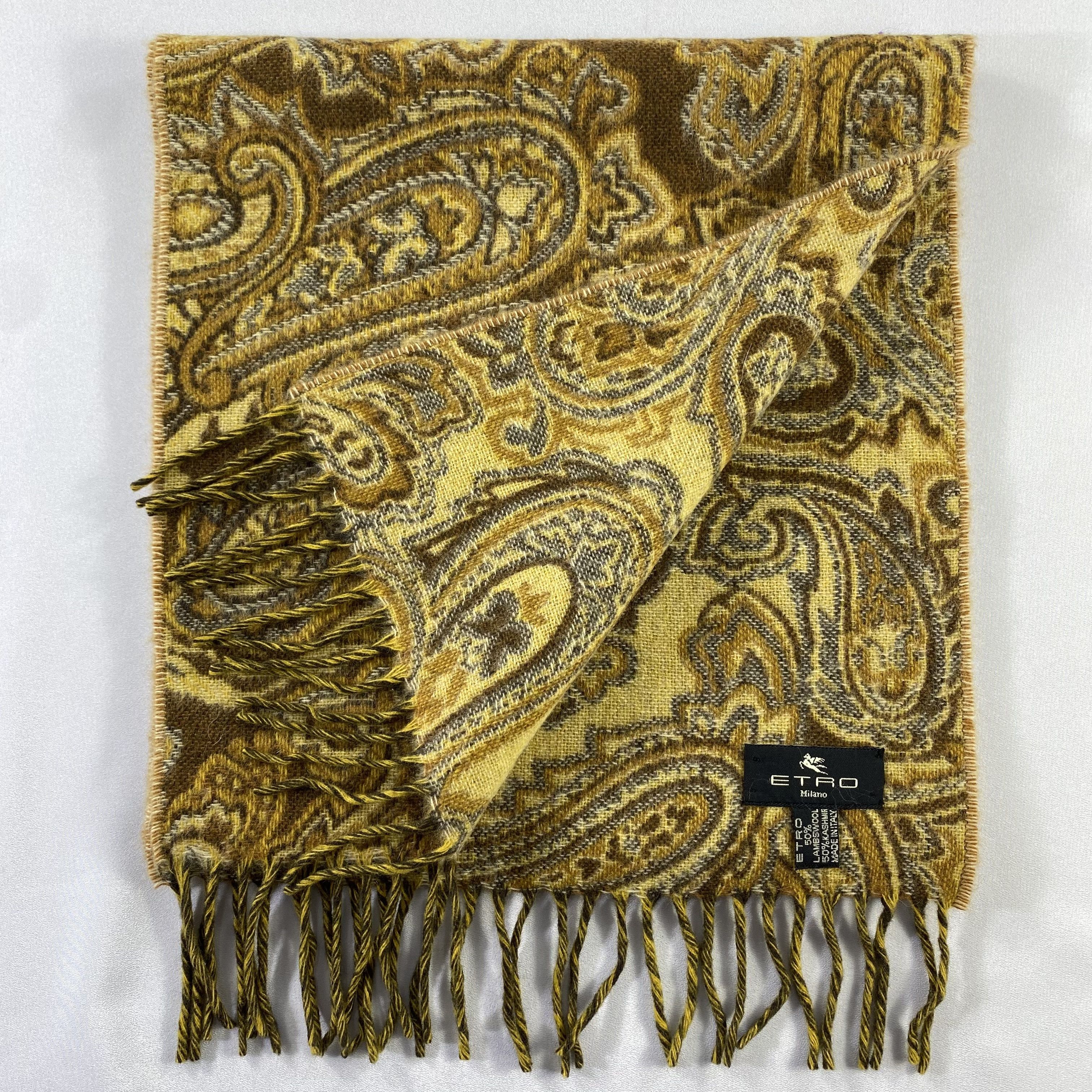 Etro Etro Milano Luxury Scarf 50/50 Lambswool Kashmir Paisley Size ONE SIZE - 4 Thumbnail