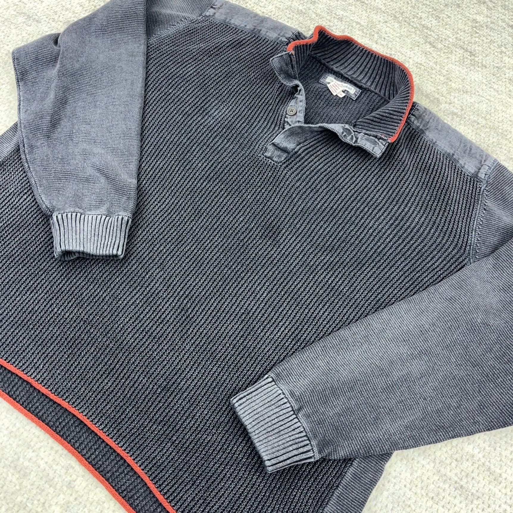 Carbon2Cobalt Corban 2 Cobalt Gray Cotton Chunky Knit Sweater Men XL Pullover Zip Mock Neck 1/2 Zip Solid Size US XL / EU 56 / 4 - 6 Thumbnail